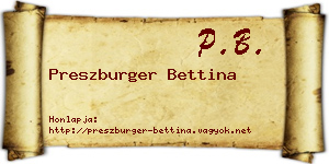 Preszburger Bettina névjegykártya